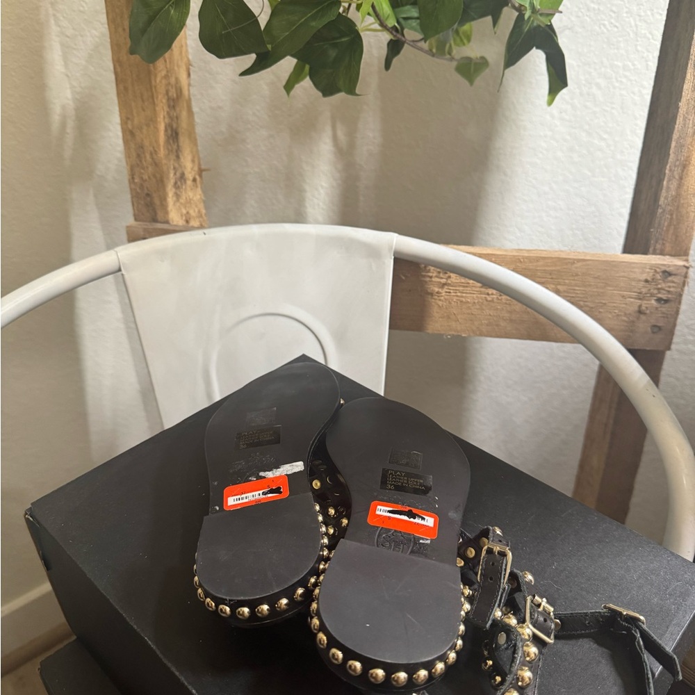 ASH - Play Studded Leather Sandals In Black - Picture 3 of 6